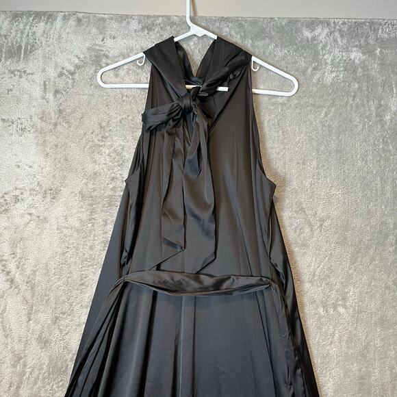 Belle Badgley Mischka‎ Gemma Halter Neck Sleeveless Tie Waist Tiered Gown Size 4 - Picture 6 of 8